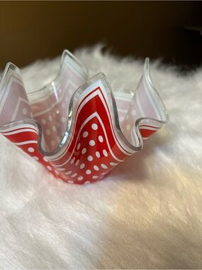 Chance Brothers Red/White Polka Dot Handkerchief Vase